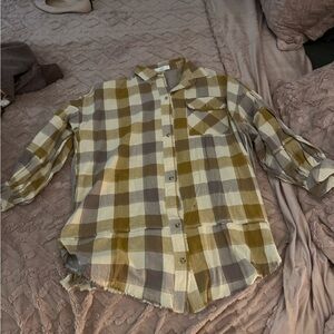 TALULAH Olive and Beige Checkered Shirt